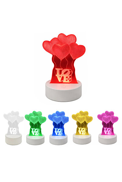 zola 3D RGB LED nightstand lamp, hearts, battery/USB powered, 17x11.3x9.5 cm,...