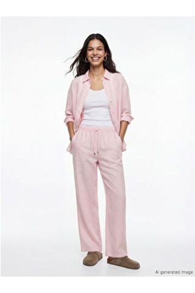 LC Waikiki Γυναικείο λινό παντελόνι με ελαστική μέση