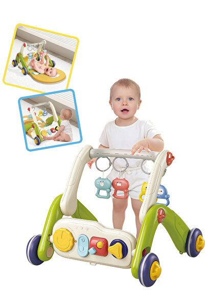KidLe 3-in-1 Baby Activity Gym & Walker, Infant Play Mat with Hanging Toys(wi...