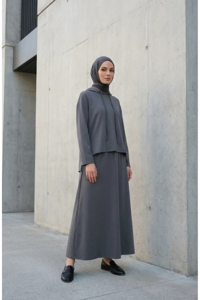 sefamerve Oysho Υφασμάτινο Σετ με Κουκούλα Δύο Τεμαχίων 2237-04 Γκρι