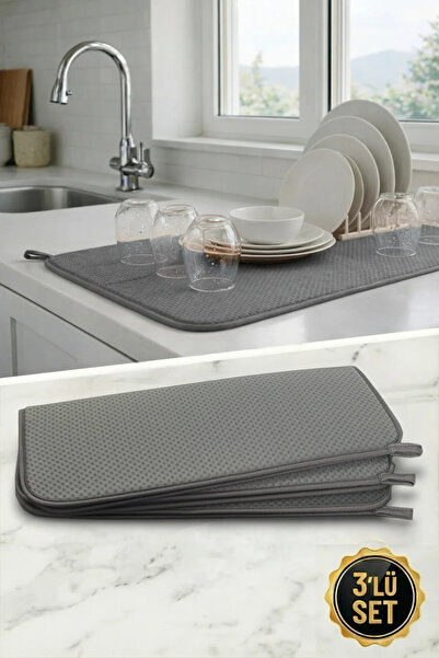 Chandler Home AQUAİR 3'lü Bulaşık Kurutma Matı 35x45 cm | Tezgah Üstü Su Emic...