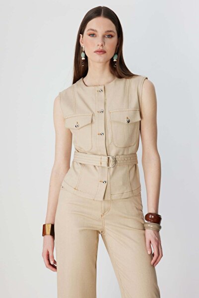 ON Beli Kemerli Kapak Cepli Yelek