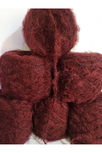 İPEK YÜN İPLİK DÜNYASI Moher Örgü İpi Bol Tüylü (Bordo) 100gr
