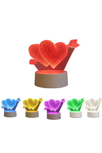 zola 3D RGB LED nightstand lamp, cupid hearts, battery/USB powered, 17x11.3x9...