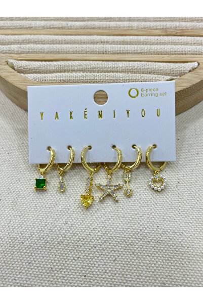 Yakemiyou Gold Renk 6’lı Set Küpe