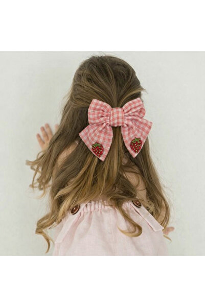 Katia&Bony Strawberry accessory gingham bow automatic buckle pink