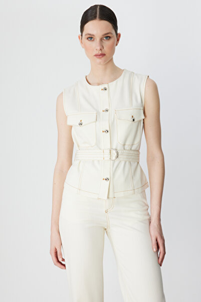 ON سترة بحزام على الخصر وجيب أمامي