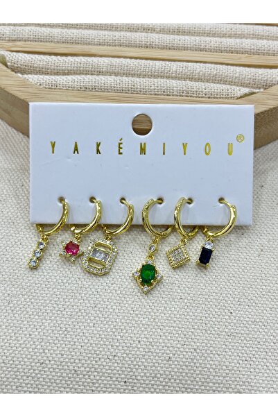 Yakemiyou Gold Color Set of 6 Earrings
