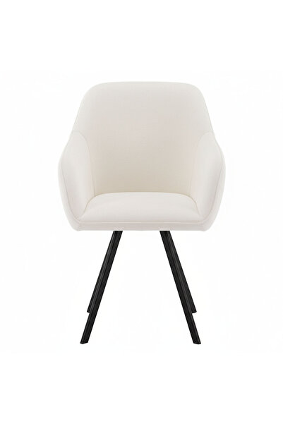 EqiEch Stationary Task Chair with Sloped Arms for Home Office in White Boucle