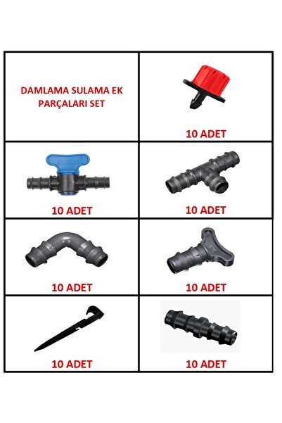 BAHÇE UZMANI Damlama Sulama Sistemi Ve Ek Parçaları 10'LU SET