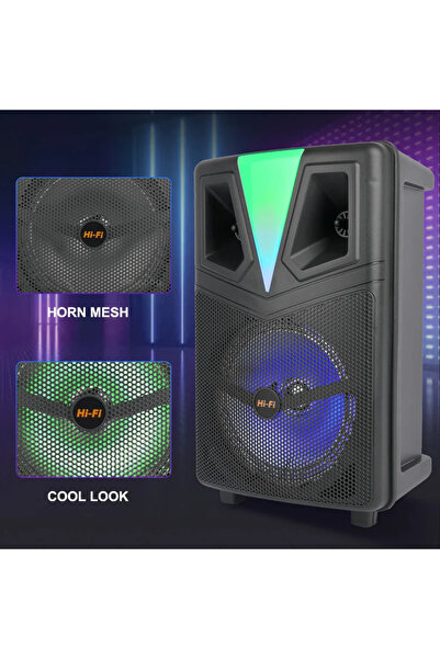 AT Performance Boxă karaoke portabilă Sing-e ZQS8157, microfon Bluetooth RGB LED 8”, 20W, 3000 mAh – Super Bass