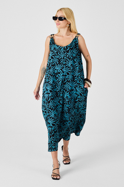 Trend Alaçatı Stili Γυναικείο φόρεμα με λεπτομέρεια από γυαλιστερό λουράκι κα...