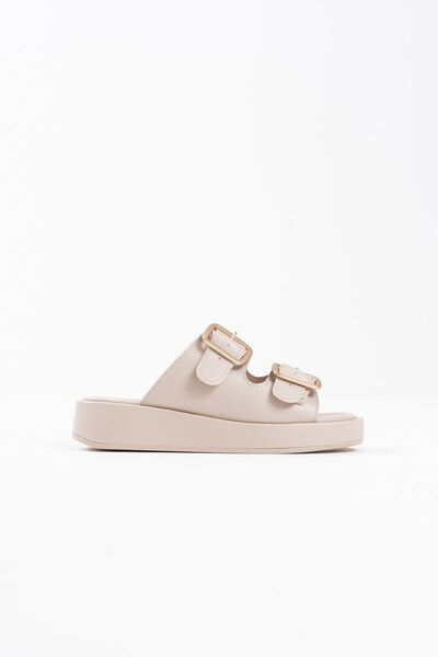 Mulini Beige Skin Women's Buckle Slippers Tr17My01C