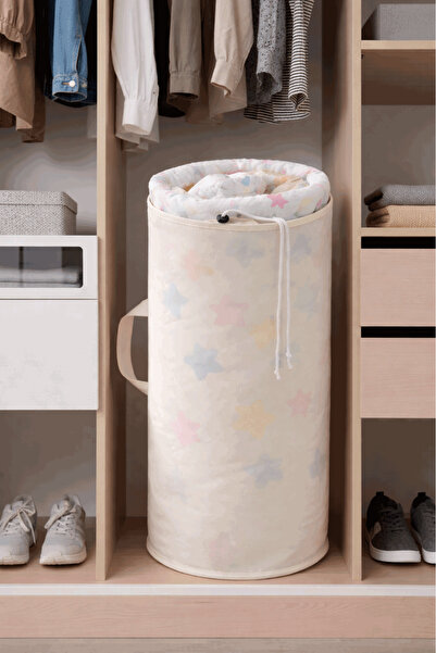 homyjr's Cream Color Drawstring Cylinder Storage Bag - Multi-Purpose Blanket,...