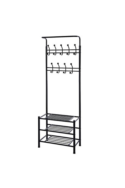 zola Clothes rack with shoe rack, 3 shelves, 192x29x65 cm, black