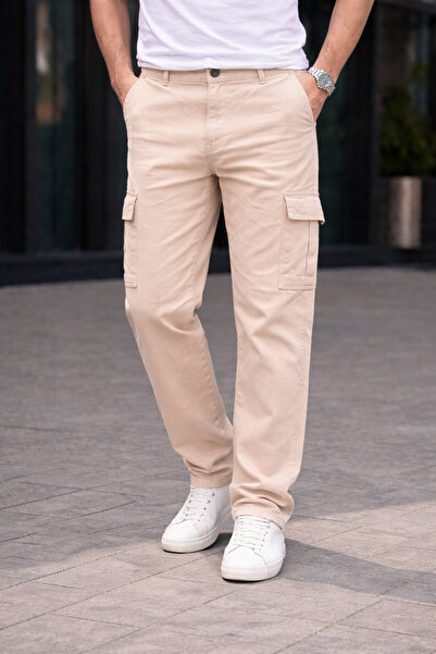 comstar Muški trend Široke nogavice ležerne kargo bež široke pantalone