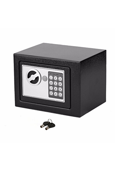 zola Anti-burglary metal safe with digital lock and key, 23x17.5x17cm, black