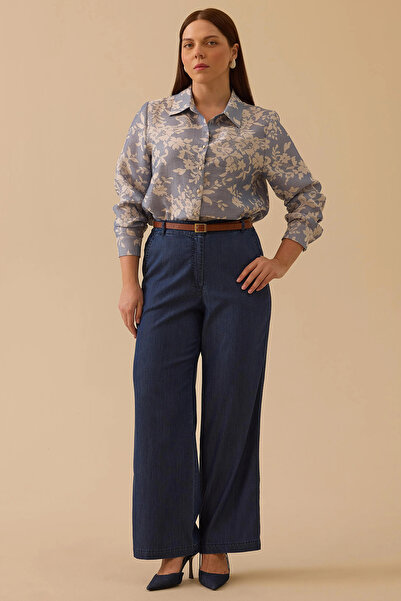 Gala-Xi Galaxi Women's Plus Size Wide Leg Jean Pants 4003 Indigo