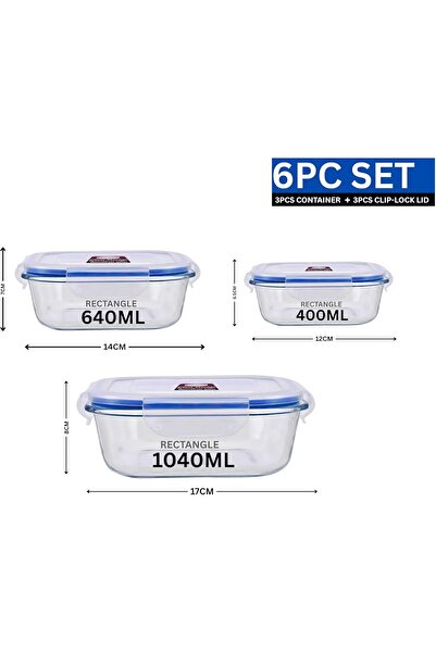 Feelings Glass Food Containers, Meal Prep Containers with Leak-Proof Silicone Lids, 3PC, Airtight &