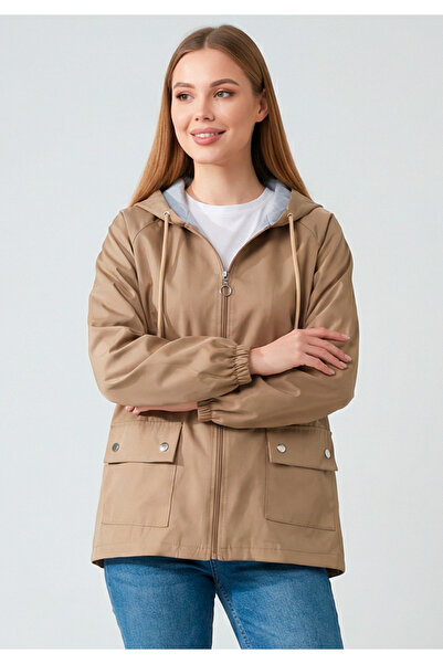 Little Visqon Γυναικείο αδιάβροχο υφασμάτινο μπουφάν Bondit με κουκούλα και α...