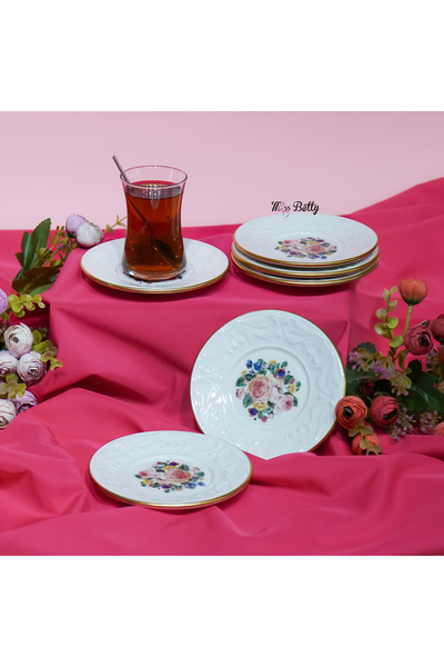 Miss Betty Rose Deluxe Porcelain 6-Piece Tea Plate Set