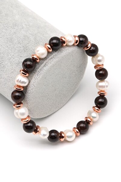 Alibaba Doğaltaş Garnet-İnci Doğal Taş Bileklik 8 mm Küre Kesim - BLK-2260