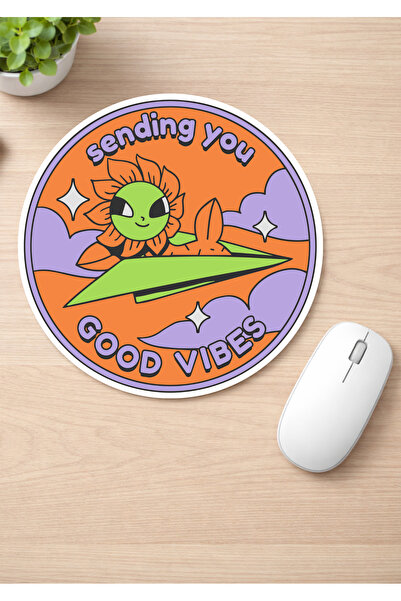 Eylül Design Motivational Printed Round Non-Slip Mousepad Ergonomic Mouse Pad