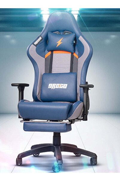 DROGO كرسي ألعاب من جلد الصناعي، مساند أذرع ثلاثية الأبعاد، مسند رأس، جهاز تد...