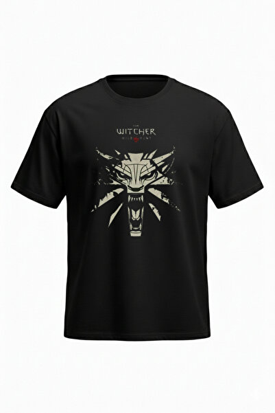 DASH WEAR The Witcher T-Shirt - Black Printed Oversize Crew Neck Short Sleeve...