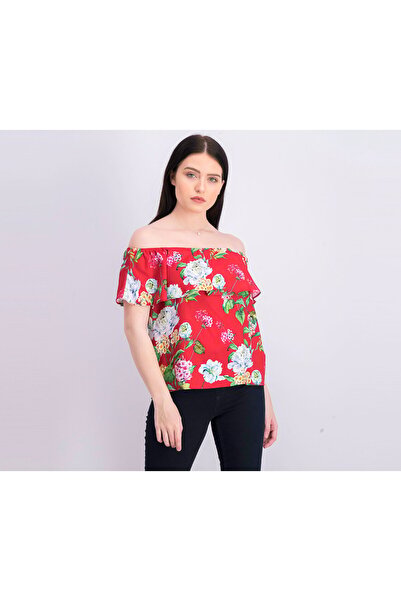 MOHITO Women Floral Off Shoulder Blouse, Red