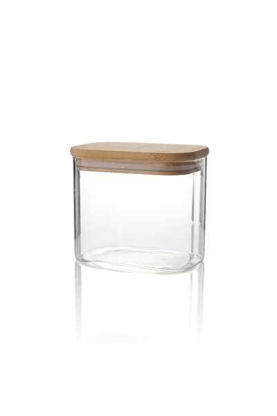 Edenza 650 ml Rectangular Glass Jar with Bamboo Lid – Storage Container with ...