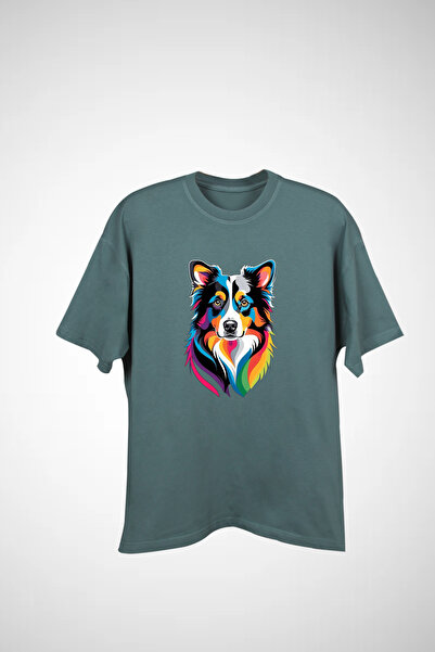 California ST Unisex 100% Cotton Colorful Dog Pop-Art Printed Oversize T-Shirt