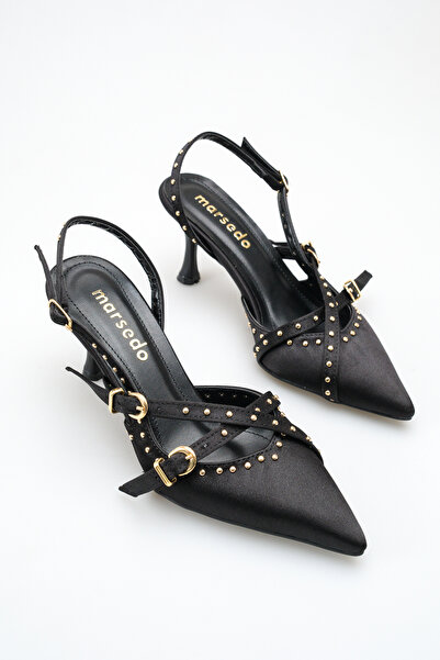 MARSEDO Women's Stiletto Pointed Toe Open Back Studded Detailed Heeled Shoes ...