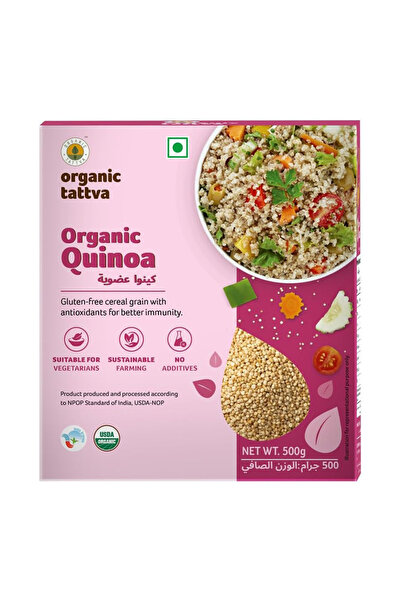 Organic Tattva حبوب الكينوا البيضاء العضوية الكاملة الخام الممتازة (500 جرام)