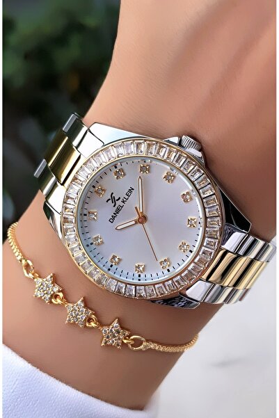 Daniel Klein New Season Steel Strap Women's Wristwatch - Gold Silver - with B...