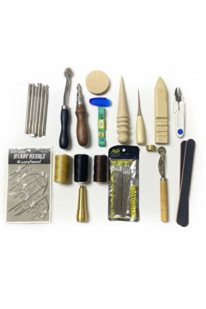 GÜMRÜK BEY Hobbyworker 41 Parça Deri İşleme ve Dikiş Seti – DIY El Yapımı Der...