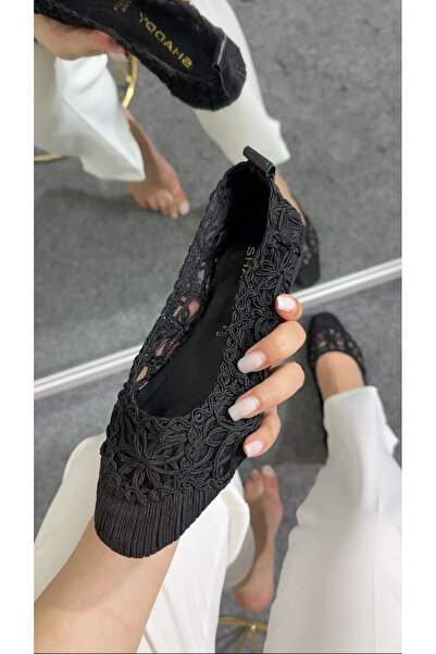 Akça Shoes Siyah Hasır Dokulu Babet