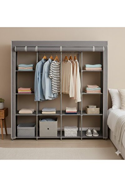 Missidea Tokyo Çok Raflı Çelik Profilli Bez Dolap