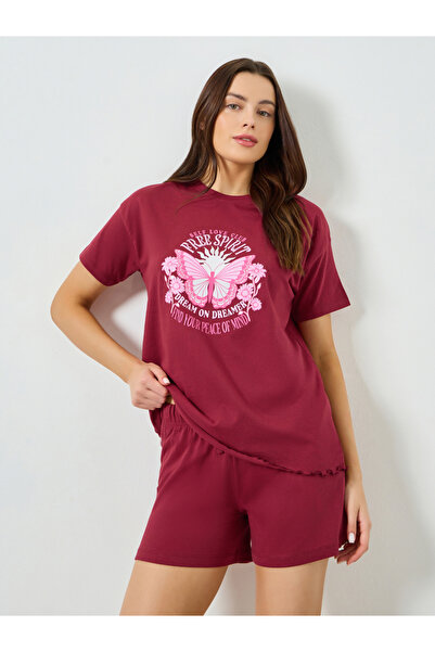 Styli Self Love Butterfly Print Top and Shorts Set