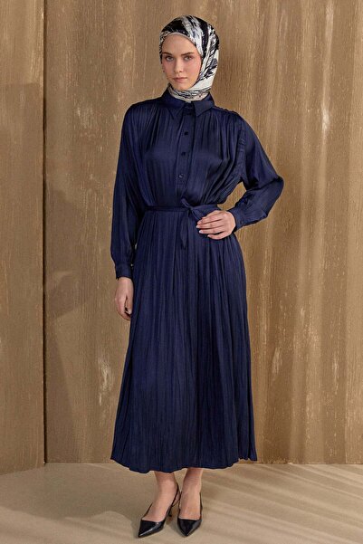 Setrms Kırışık Efektli Kuşaklı Elbise