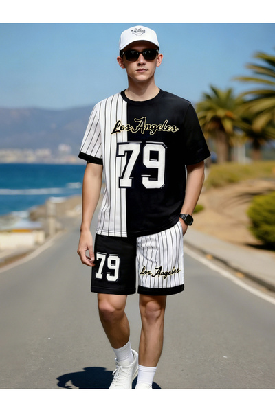 Take Two By Styli Men Printed Short Sleeve T-Shirt and Shorts Co-Ords