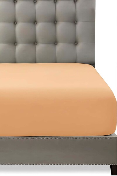 Rivaİstanbul Light Orange Cotton Double Fitted Sheet 160X200