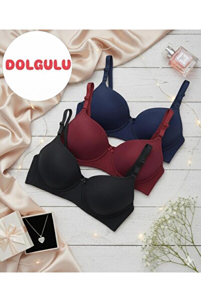 irem içgiyim Women's Padded 3-Piece Bra with Underwire for Comfortable Daily Use