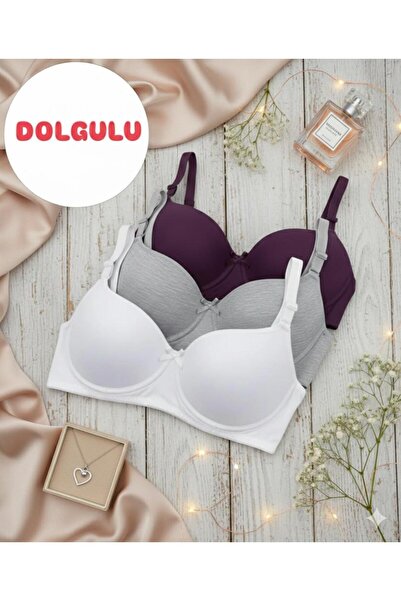 irem içgiyim Women's Padded 3-Piece Bra with Underwire for Comfortable Daily Use