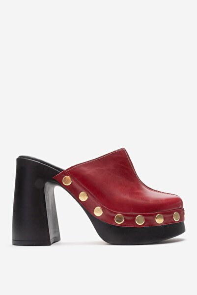 Dericlub Дамски дебели платформи с токчета от естествена кожа ZY 4131 BURGUNDY