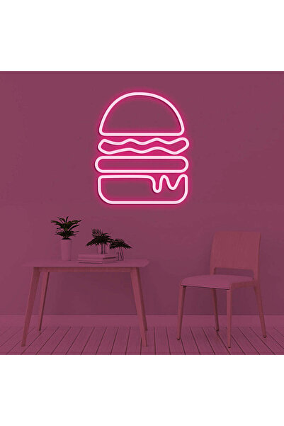 Slasa Burger LED Neon Sign 15x40cm Pink 6mm Acrylic Wall Light