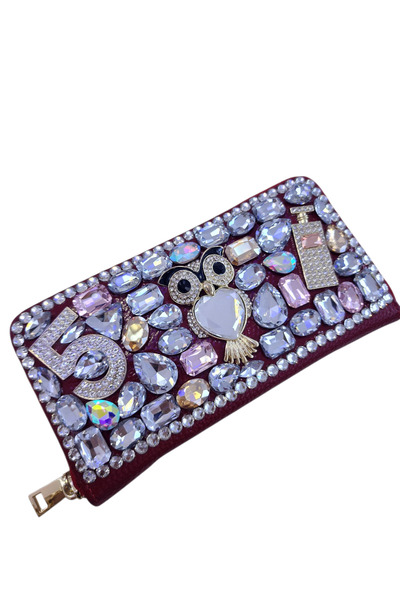 OUEEN ELİZABETH Crystal Stone Figure Model Handbag (Wallet)