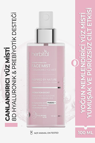 Herbital 8D Hyaluronik Asitli & Postbiyotikli Yüz Misti | Nemlendirici, Canla...