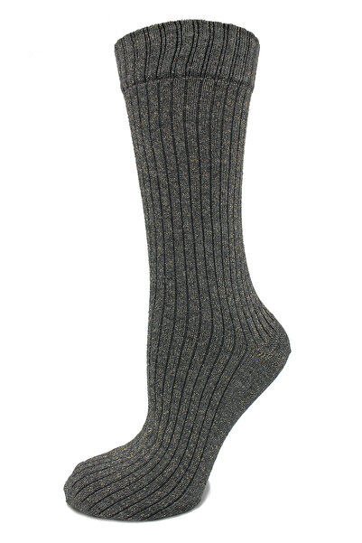 A CLASSE Gold Glitter Boot Type Women's Smoked Gray Socks