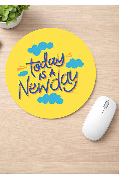 Eylül Design Motivational Printed Round Non-Slip Mousepad Ergonomic Mouse Pad